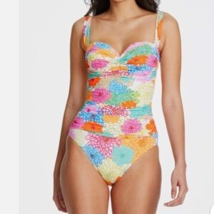 Bleu By Rod Floral Swimsuit Beattie Women Size 20W Multicolor Tummy Control